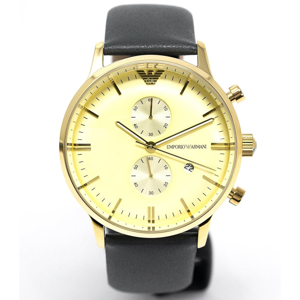 Emporio Armani Ar0386 Men S Gianni Chronograph Gold Pvd Watch