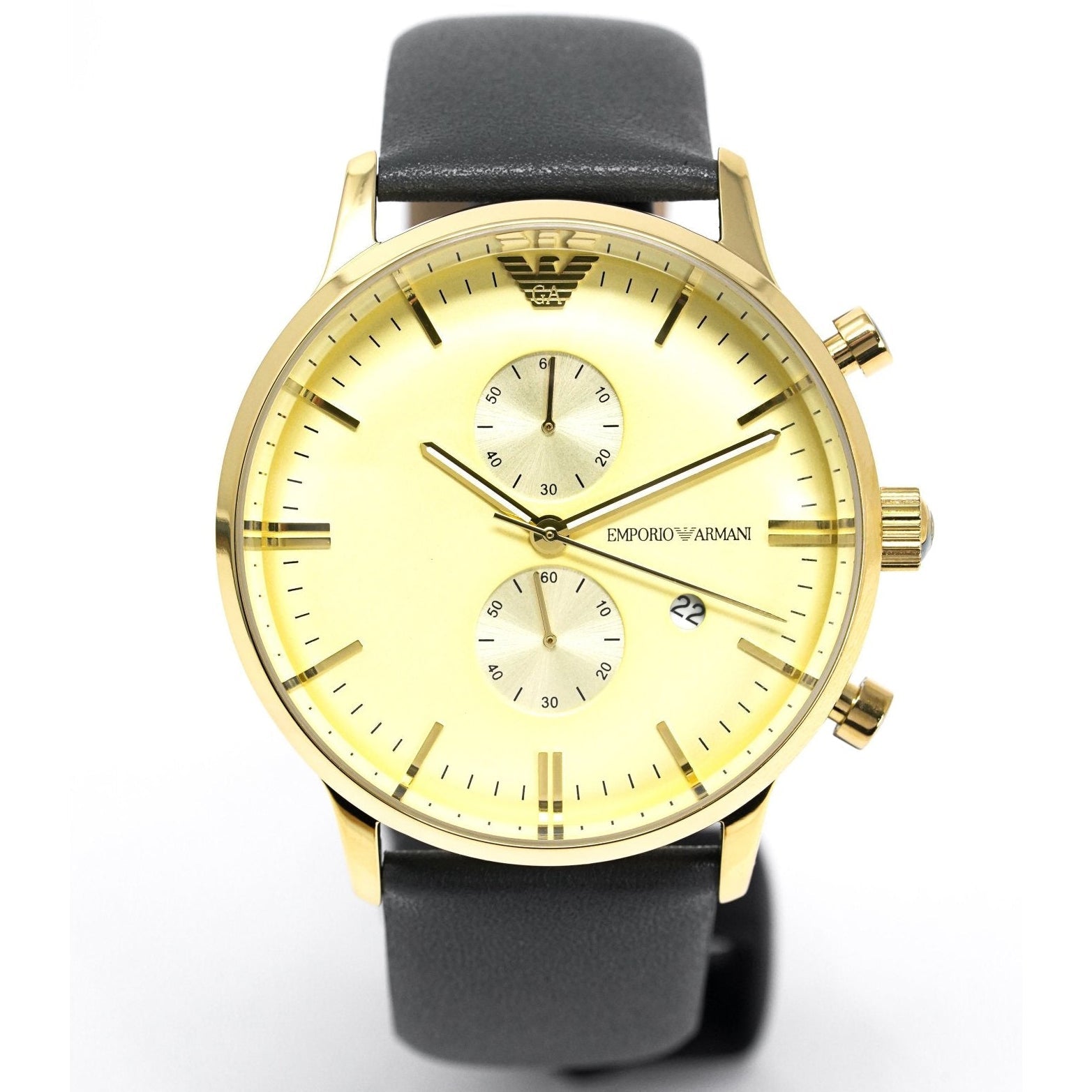 Emporio Armani Ar0386 Men S Gianni Chronograph Gold Pvd Watch