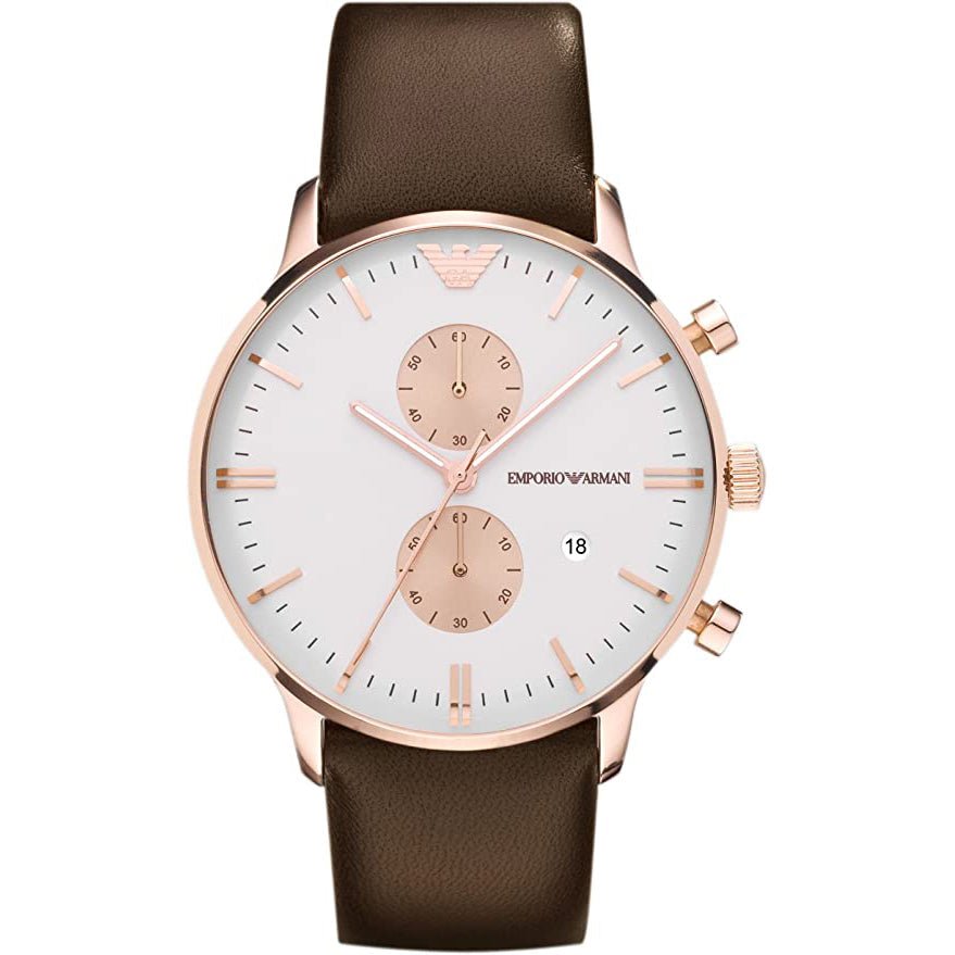 Emporio Armani Ar0398 Men S Classic Gianni Chronograph Rose Gold Watch