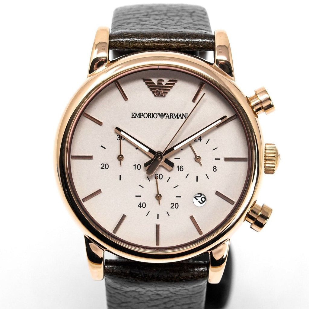 Emporio Armani Ar1809 Men S Luigi Chronograph Rose Gold Pvd Watch