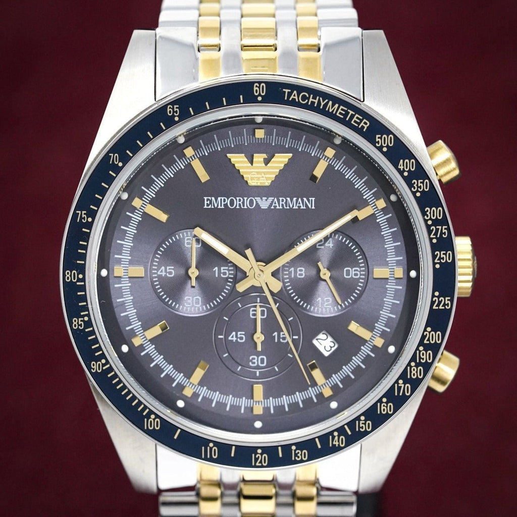 Emporio Armani Ar8030 Men S Tazio Chronograph Two Tone Watch
