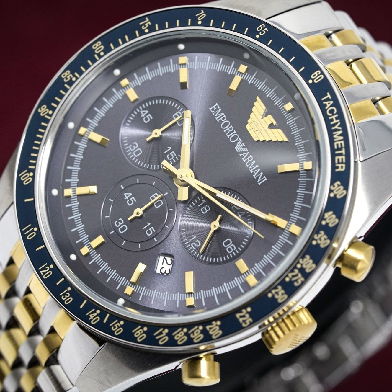 Emporio Armani Ar8030 Men S Tazio Chronograph Two Tone Watch