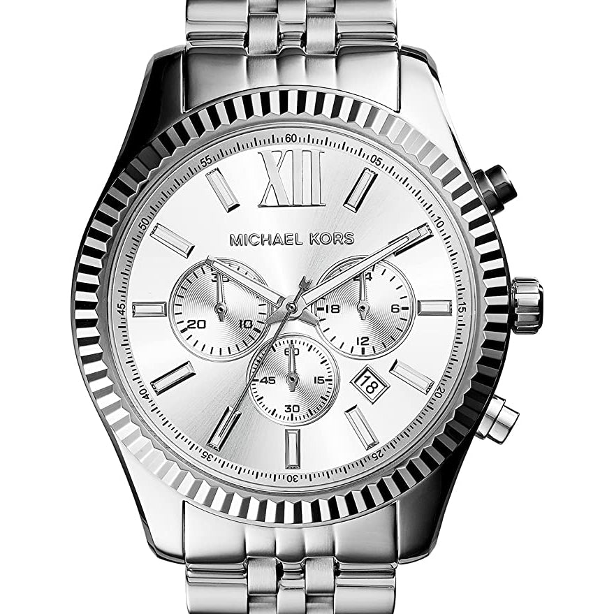 Michael Kors Mk8405 Men S Lexington Chronograph Silver Watch
