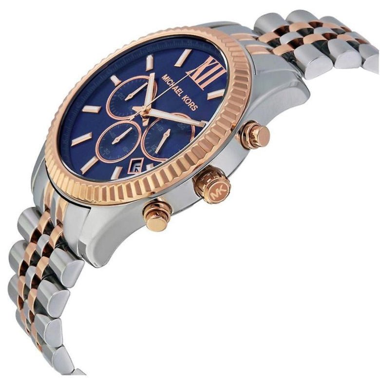 Michael Kors Mk8412 Men S Lexington Chronograph Two Tone Blue Watch