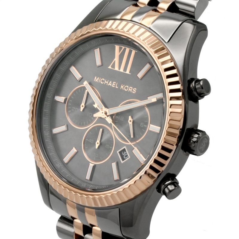 Michael Kors Mk8561 Men S Lexington Chronograph Dark Two Tone Watch