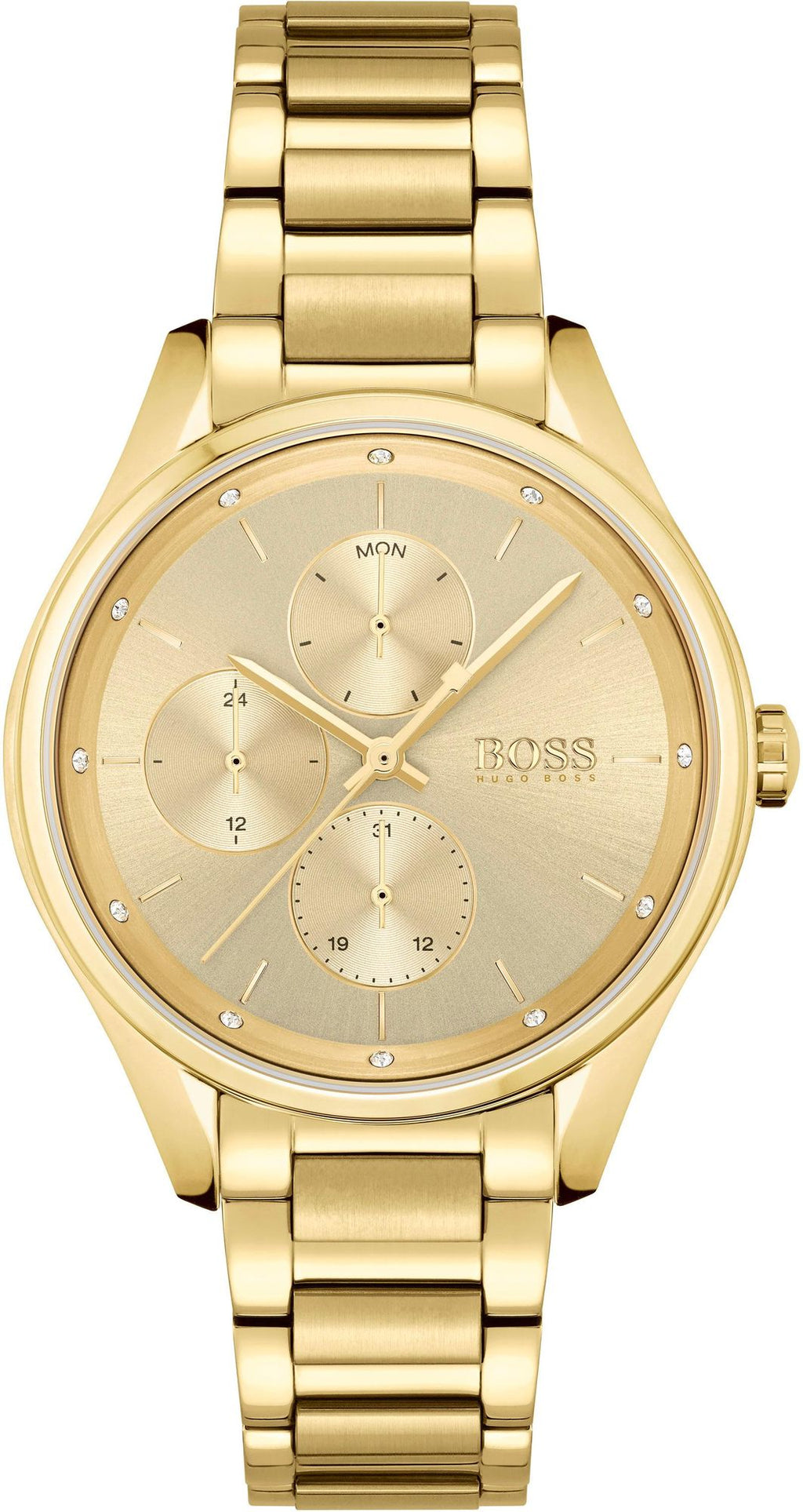 Hugo Boss Womens 1502584 Grand Course Quartz Gold Tone Stainless Steel Watch