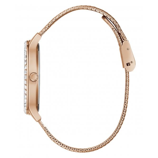 Guess Watches Ladies Soiree Stainless Steel Mesh Rose Gold Watch Gw0402l3