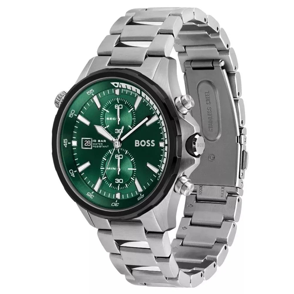 Hugo Boss Mens 1513930 Chronograph Stainless Steel Watch With Green Dial
