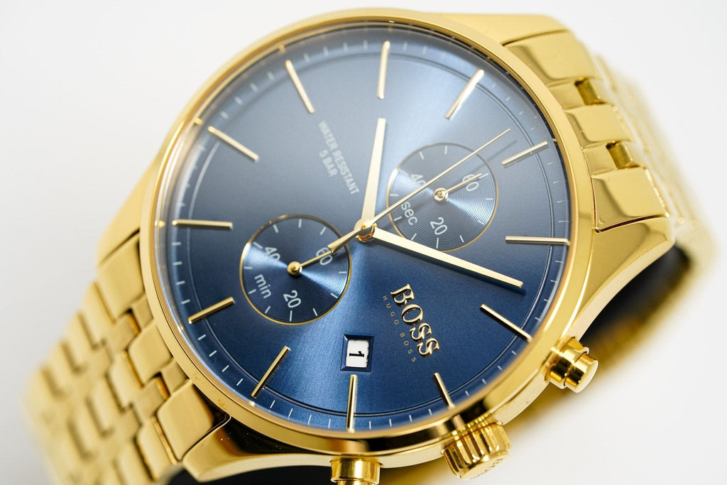Hugo Boss Men S Watch Associate Yellow Gold Blue Hb1513841