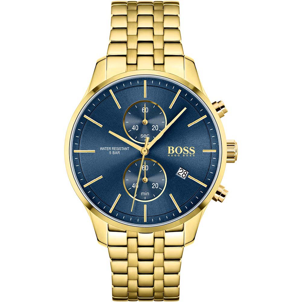 Hugo Boss Men S Watch Associate Yellow Gold Blue Hb1513841