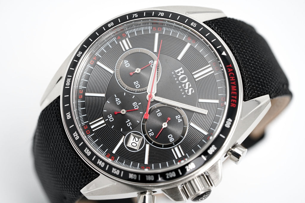 Hugo Boss Men S Watch Chronograph Black Driver Fabric Leather Hb1513087