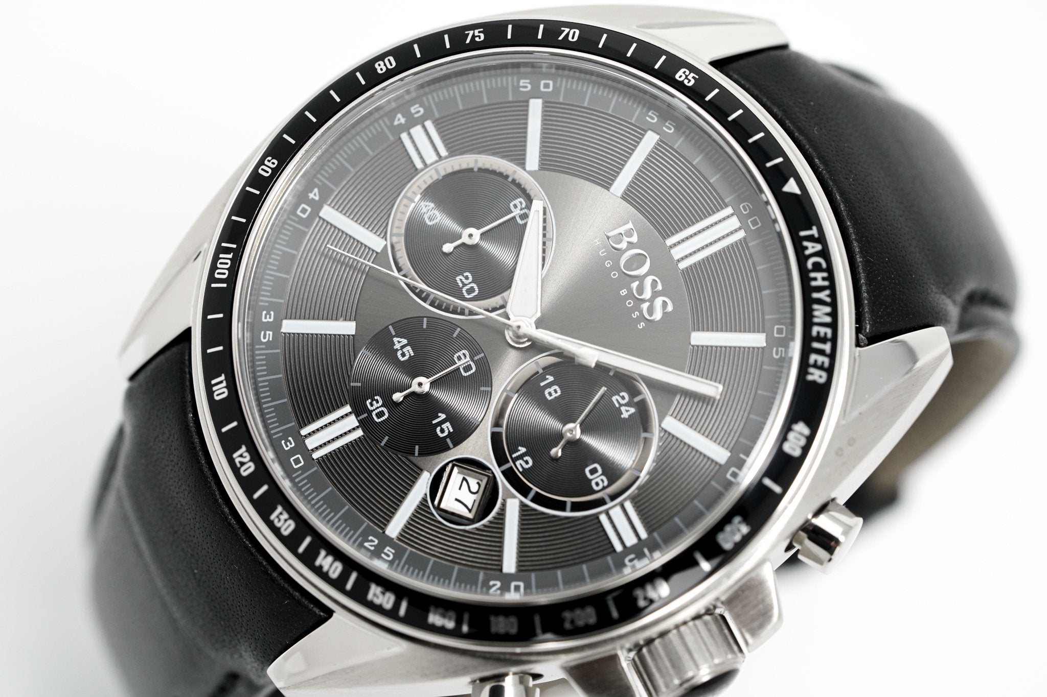 Hugo Boss Men S Watch Chronograph Black Driver Leather Hb1513085