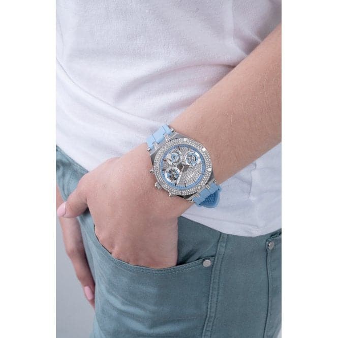 Guess Watches Ladies Heiress Silicone Silver Watch Gw0407l1