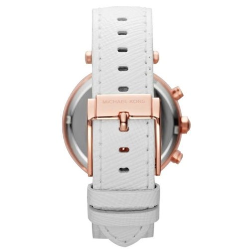 Michael Kors Mk2281 Ladies Parker Rose Gold White Leather Chronograph Watch