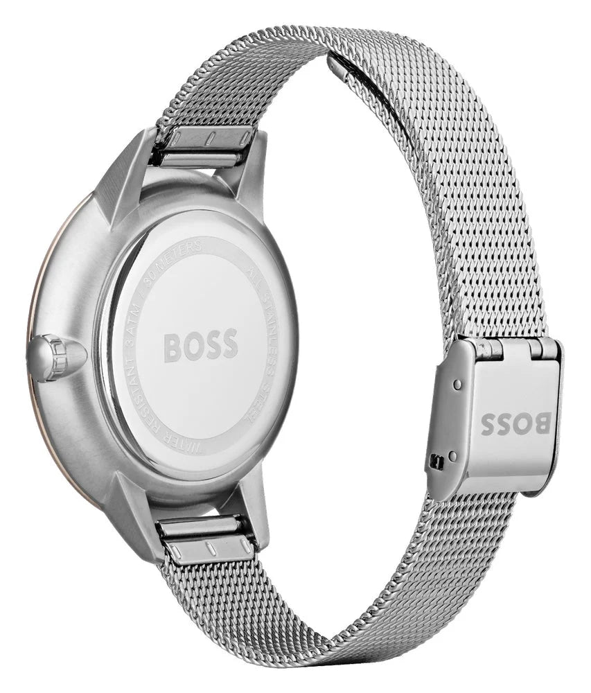 Hugo Boss Womens 1502423 Symphony Rose Gold Tone Stainless Steel Mesh Watch