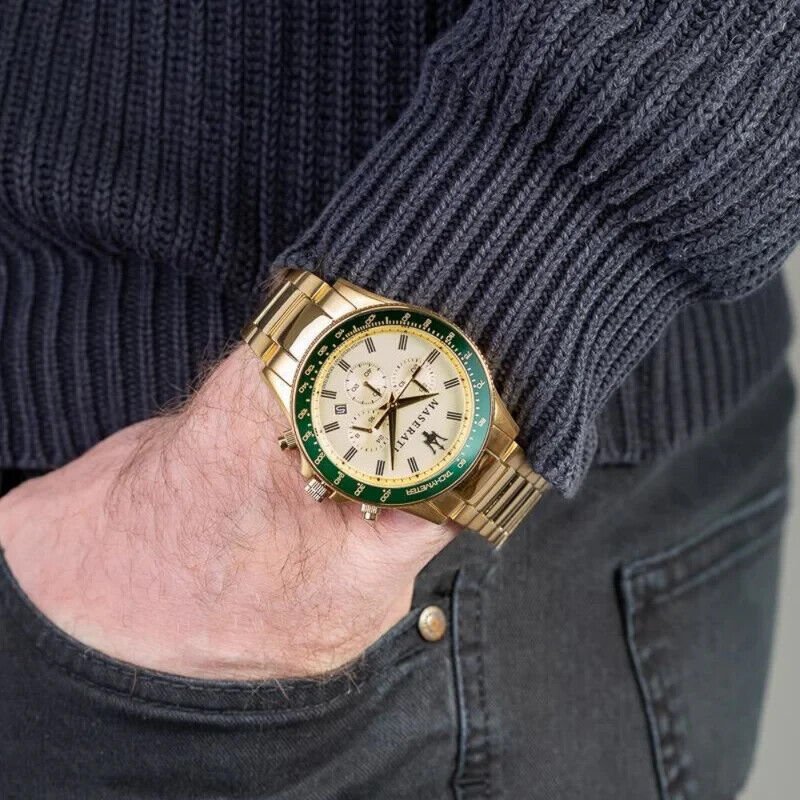 Maserati R8873640005 Sfida Chrono Mens Gold Watch