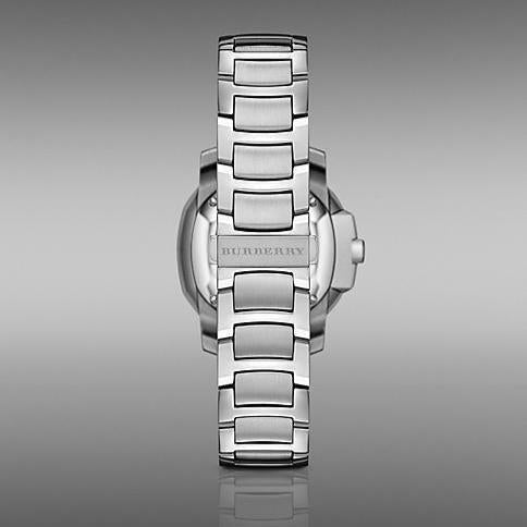 Burberry The Britain Diamonds Mother Of Pearl Dial Silver Steel Strap Watch For Women Bby1804