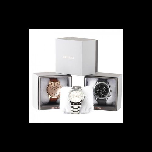 Henley Men's Polished Dial Black Silicone Sports Rubber Strap Watch H02205.3