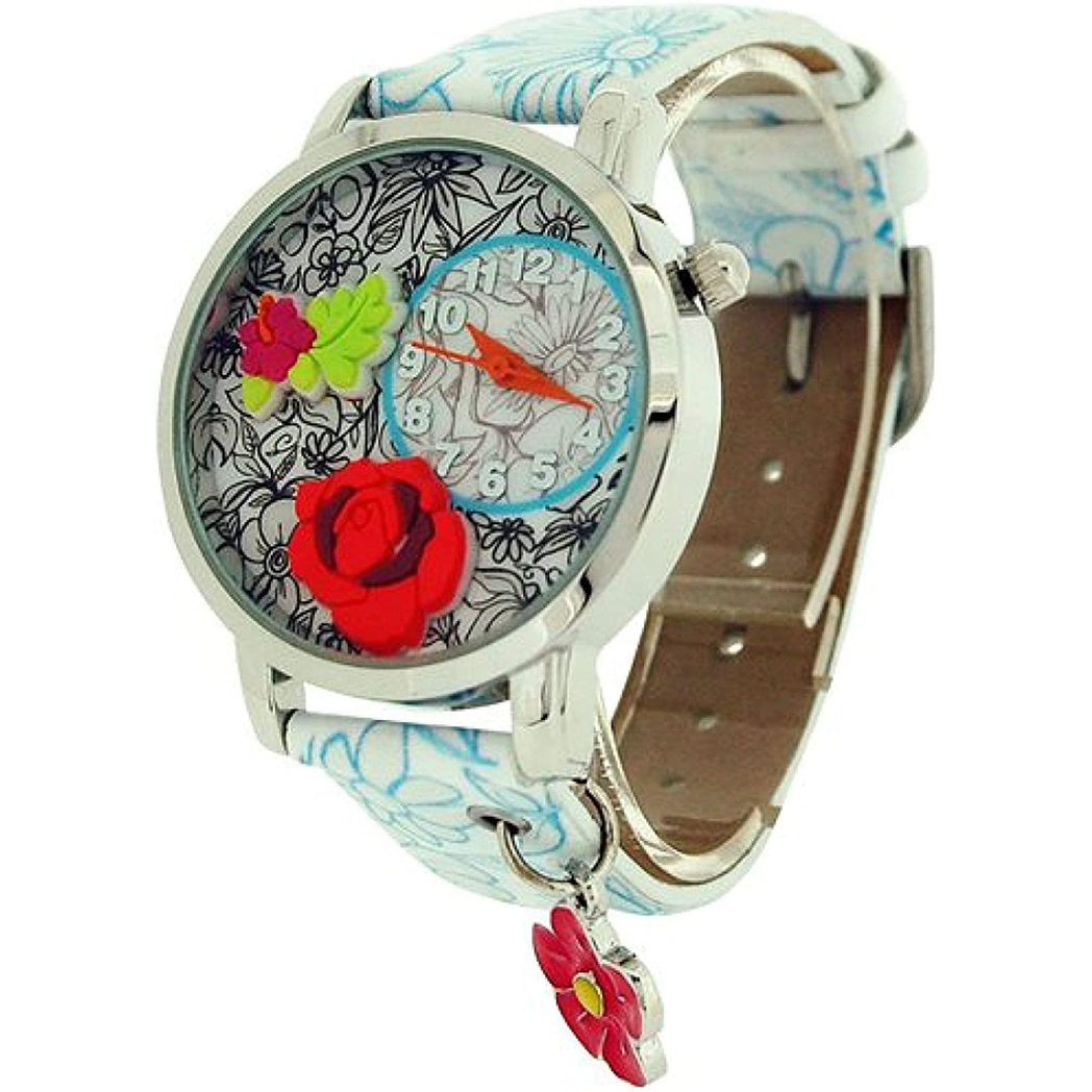 Time Design Kids Children Quartz Analogue Floral Watch Key Ring Set TDX4526 - CLEARANCE NEEDS RE-BATTERY